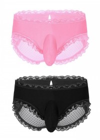 Culotte homme soubrette étui satin et tulle plumetis rose ou noir