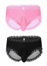 Culotte homme soubrette étui satin et tulle plumetis rose ou noir