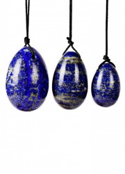 Oeuf de Yoni pierre Lazuli Bleu/Or 3 œufs de 3 tailles