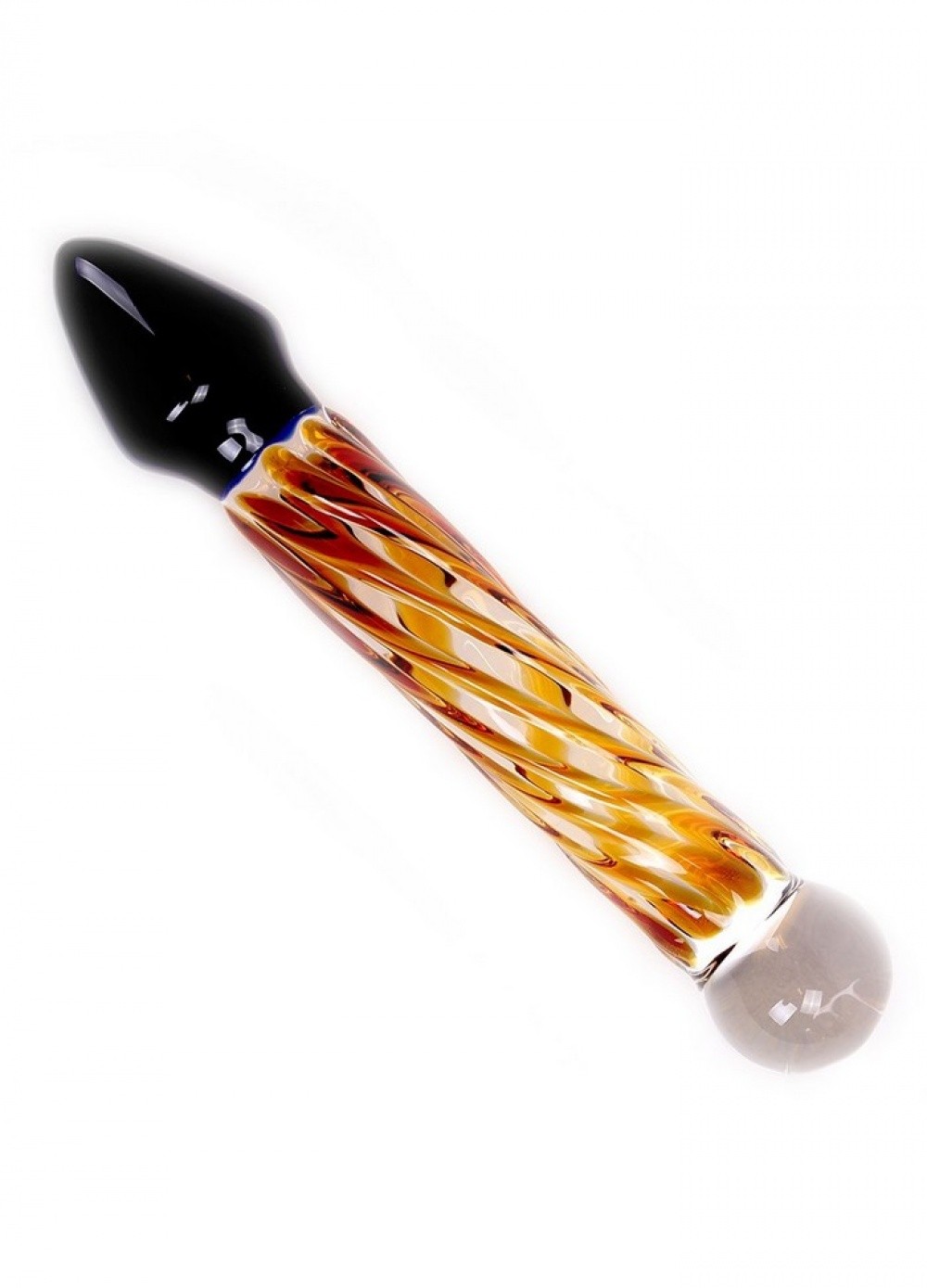Gode en verre Glas Dildo noir et jaune Rocket L19 cm