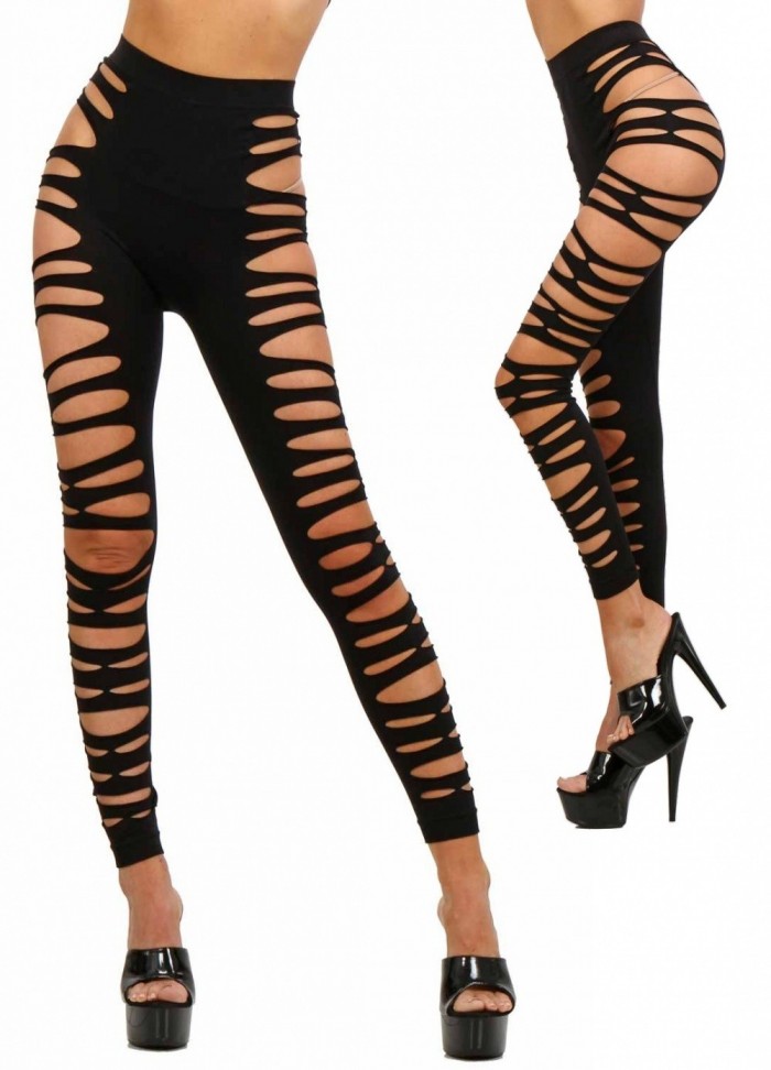 Legging sexy pour femme en maille ajourée sur les cotés