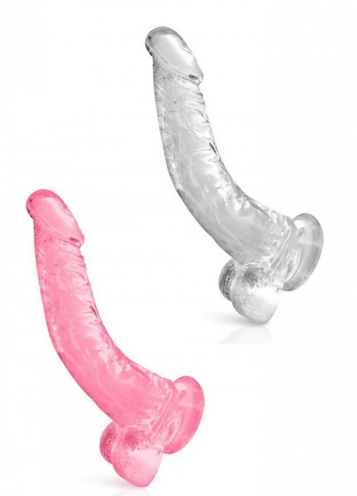 Gode ventouse réaliste Pure Jelly L22cm rose _ transparent