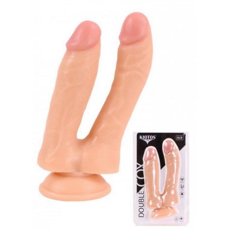 Double gode ventouse Double pénétration COX Flesh 030 Longueur 19cm