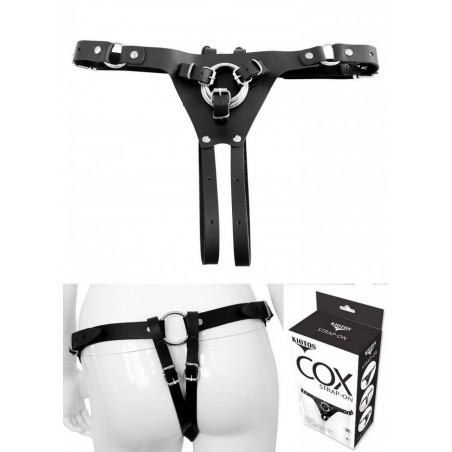 Ceinture harnais Mixte cuir noir pour gode COX Strap-On Deluxe