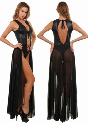 Body robe avec voile noir transparent sur les fesses