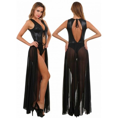 Body robe avec voile noir transparent sur les fesses