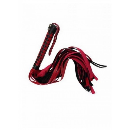 Martinet aspect cuir manche tressé noir & rouge