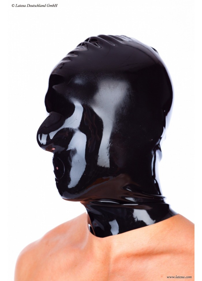 Latexa 1109-04 Cagoule latex nez bouche perforés noir