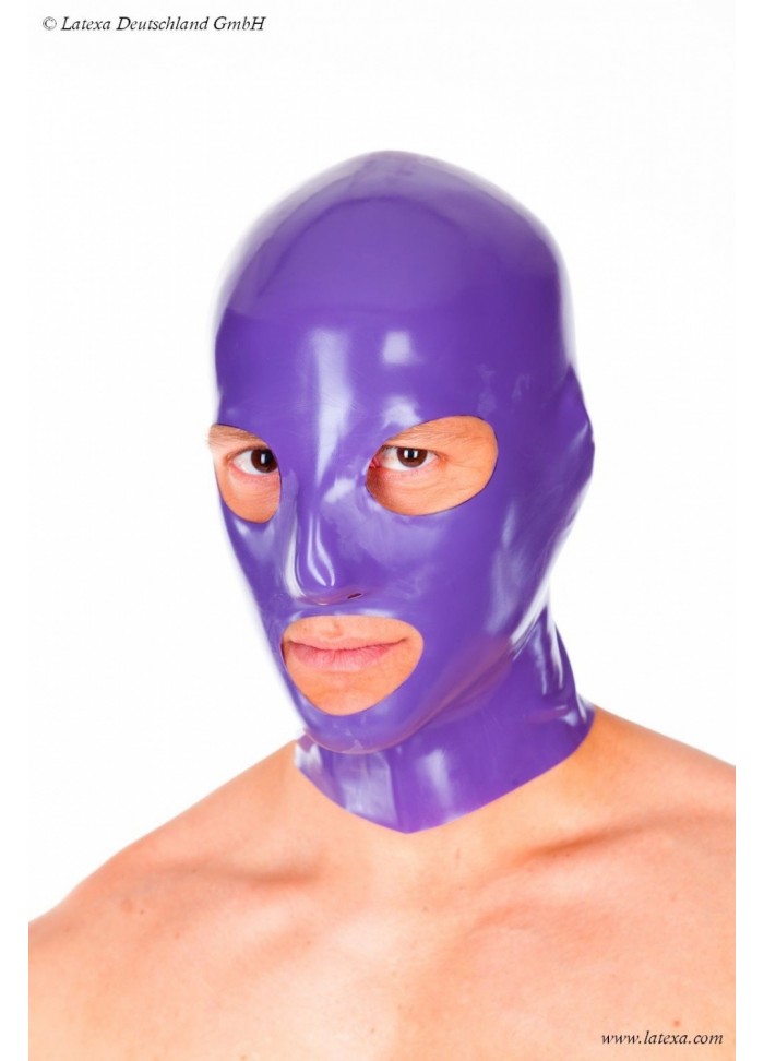 Latexa 1158 Cagoule latex homme - 3 trous violet