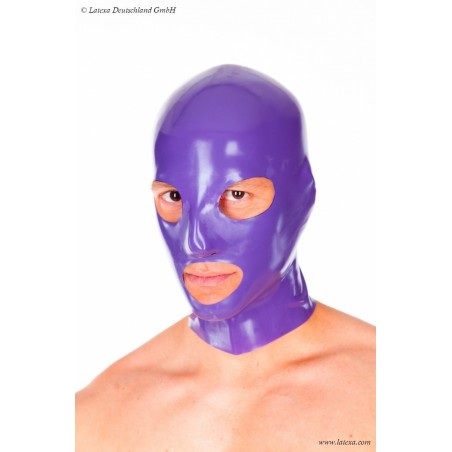 Latexa 1158 Cagoule latex homme - 3 trous violet