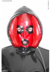 Latexa 3172 Masque latex zipp gonflable noir et rouge