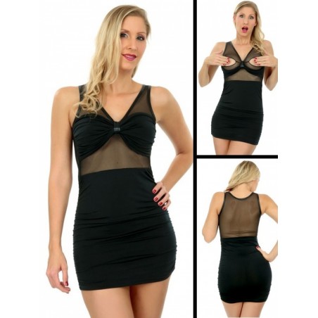 Robe courte sexy cache seins Lilou noir grande taille 38-56