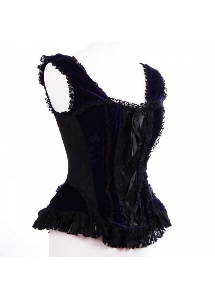 Burleska Jasmin Corset bretelles velours noir et violet