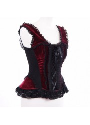 Burleska Jasmin Corset bretelles velours noir et bordeaux Sophie libertine