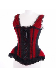 Burleska Jasmin Corset bretelles velours noir et rouge Sophie libertine