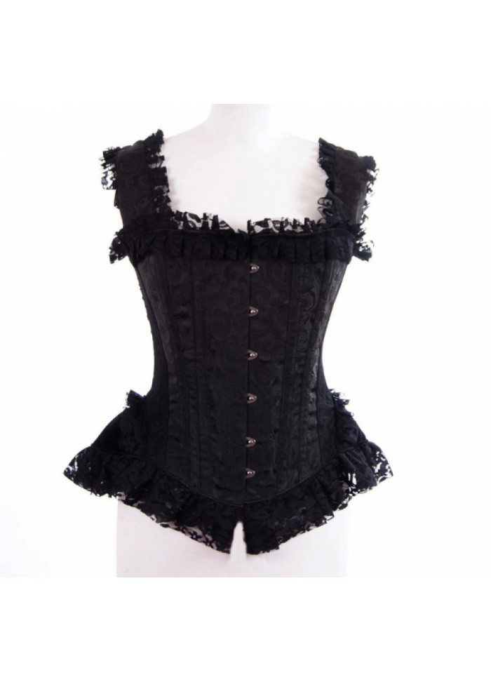 Burleska Duchesse Corset bretelles brocard noir