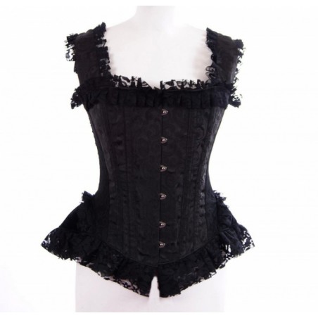 Burleska Duchesse Corset bretelles brocard noir