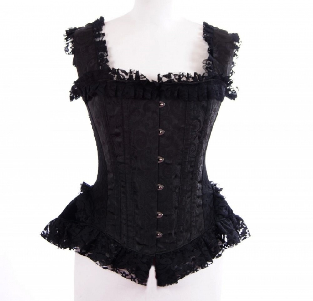 Burleska Duchesse Corset bretelles brocard noir