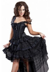 Burleska Ophélie Robe corset Taffetas et dentelle noir