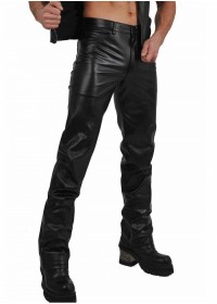 Pantalon homme aspect cuir noir