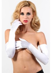 Gants trés longs en satin Blanc