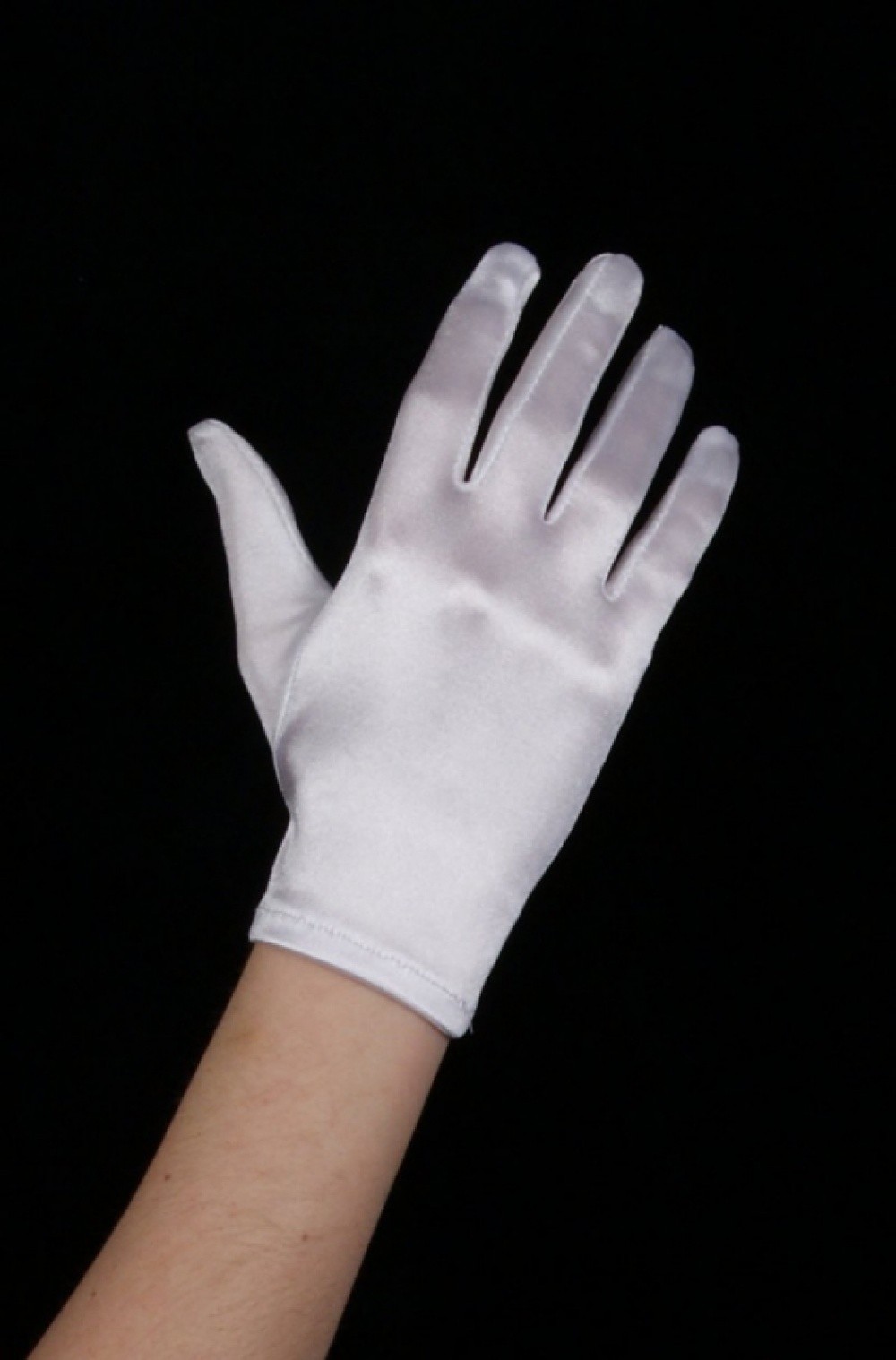 Gants courts satin blanc