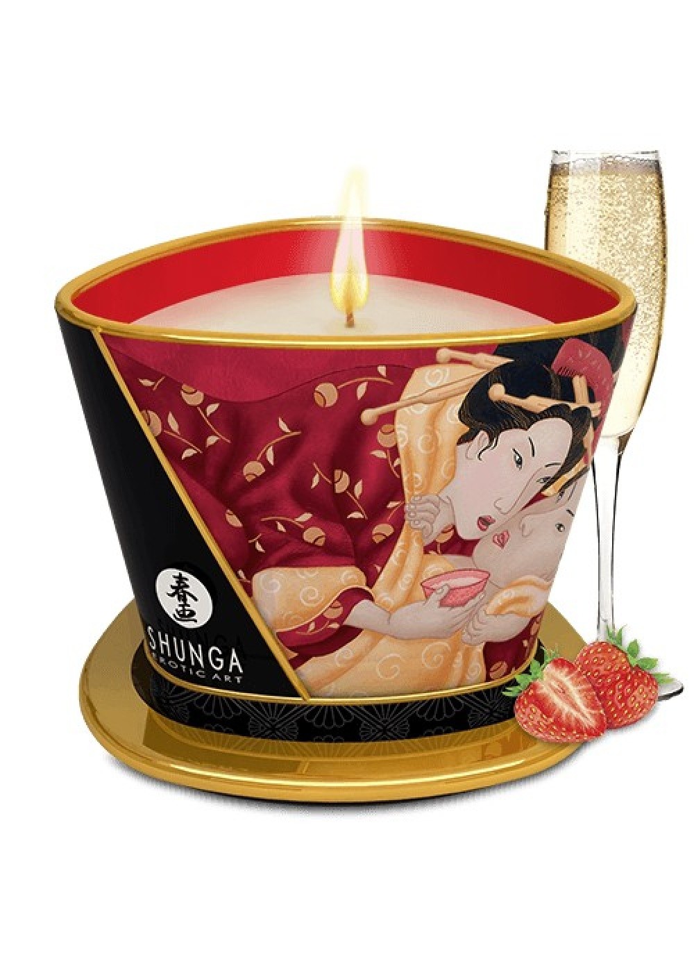 Shunga bougie de massage parfumé fraise