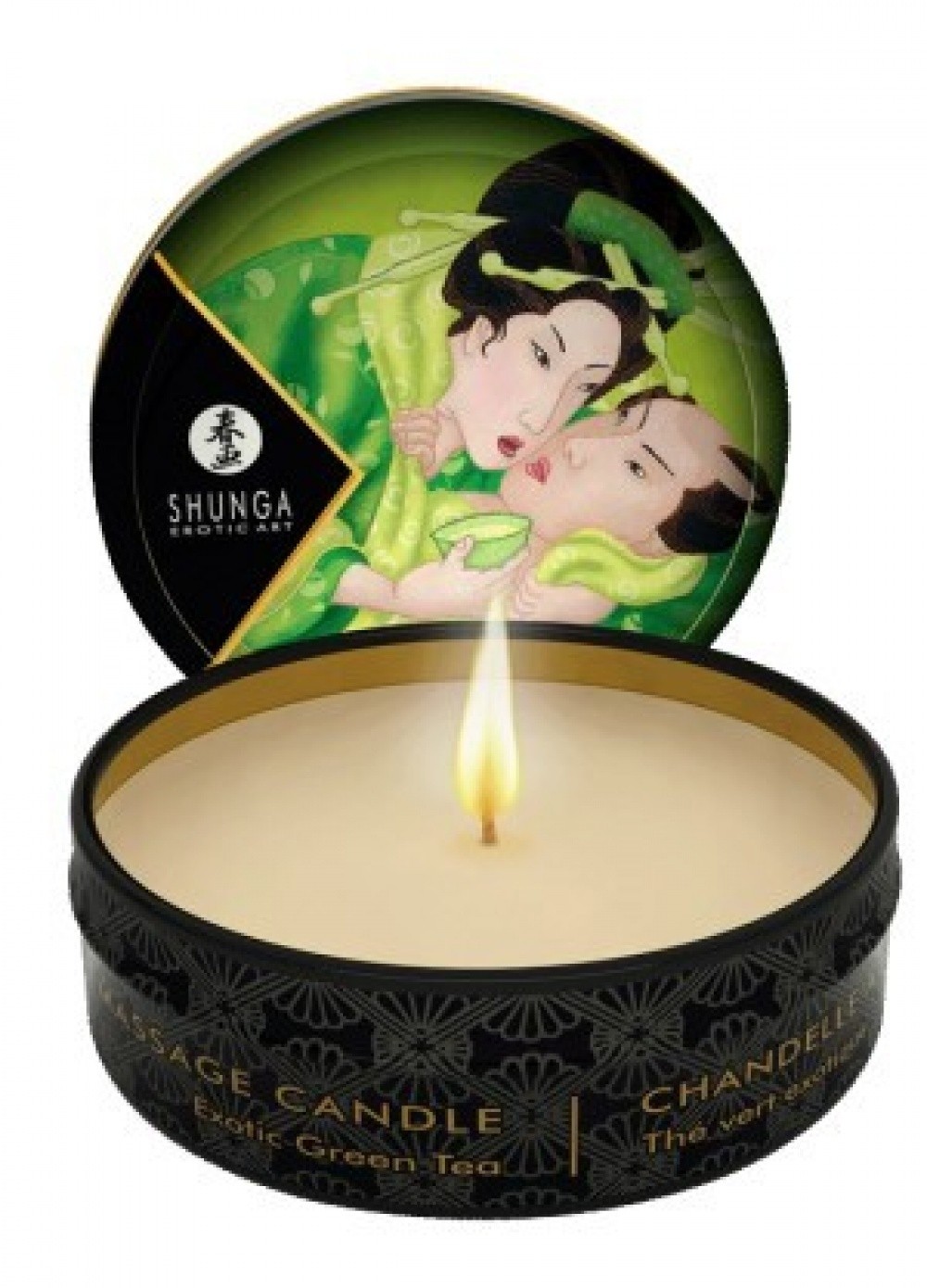 Shunga petite bougie de massage thé vert