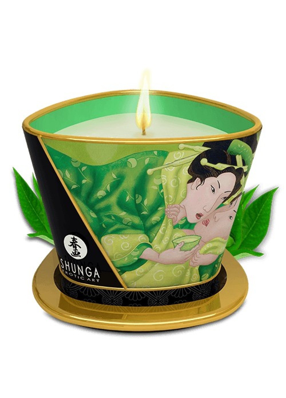 Shunga bougie de massage thé vert