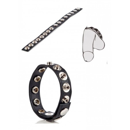 Cockring ajustable cuir noir Adjust 8 Snap Leather 8 pressions