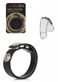 Cockring cuir noir Leather 3-Snap Ring 3 pressions