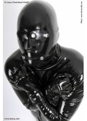 Latexa 1158D Cagoule latex homme anatomic 2 patch noir