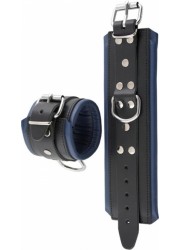 Menottes poignets cuir noir-bleu