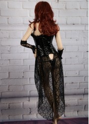 Robe corset en vinyls et dentelle noire dos