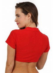 Travesti-Top manches courte opaque rouge
