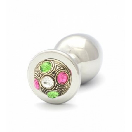 Rosebud Plug anal acier Strassbud multicolor - XL