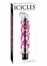 Vibromasseur gode en verre rose vibrant boite