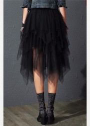 Jupe longue multi pans en tulle noir dos
