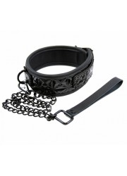 Collier et laisse SinFul rose et noir