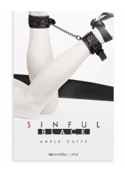 Sinful-Menottes chevilles vinyls noir boite