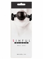 Baillon boule perforé Sinful vinyl noir boite