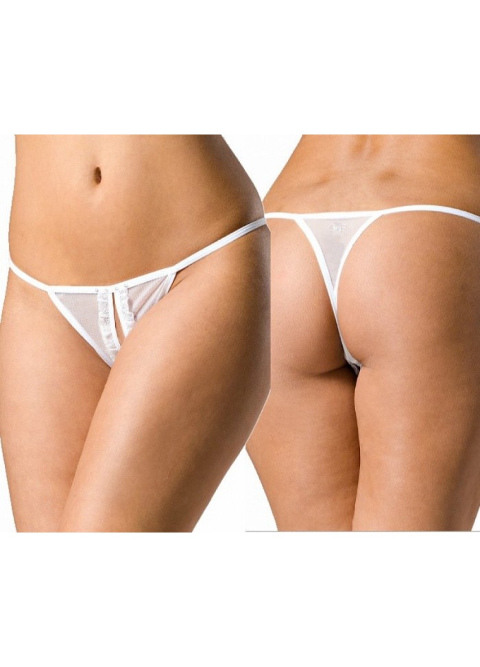 Kiss Me Lingerie string ouvert blanc avec strass