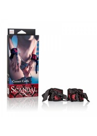 Scandal Menottes chic noir et rouge Scandal Corset Cuffs boite