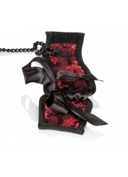 Scandal Menottes chic noir et rouge Scandal Corset Cuffs detail