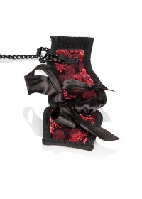 Scandal Menottes chic noir et rouge Scandal Corset Cuffs detail