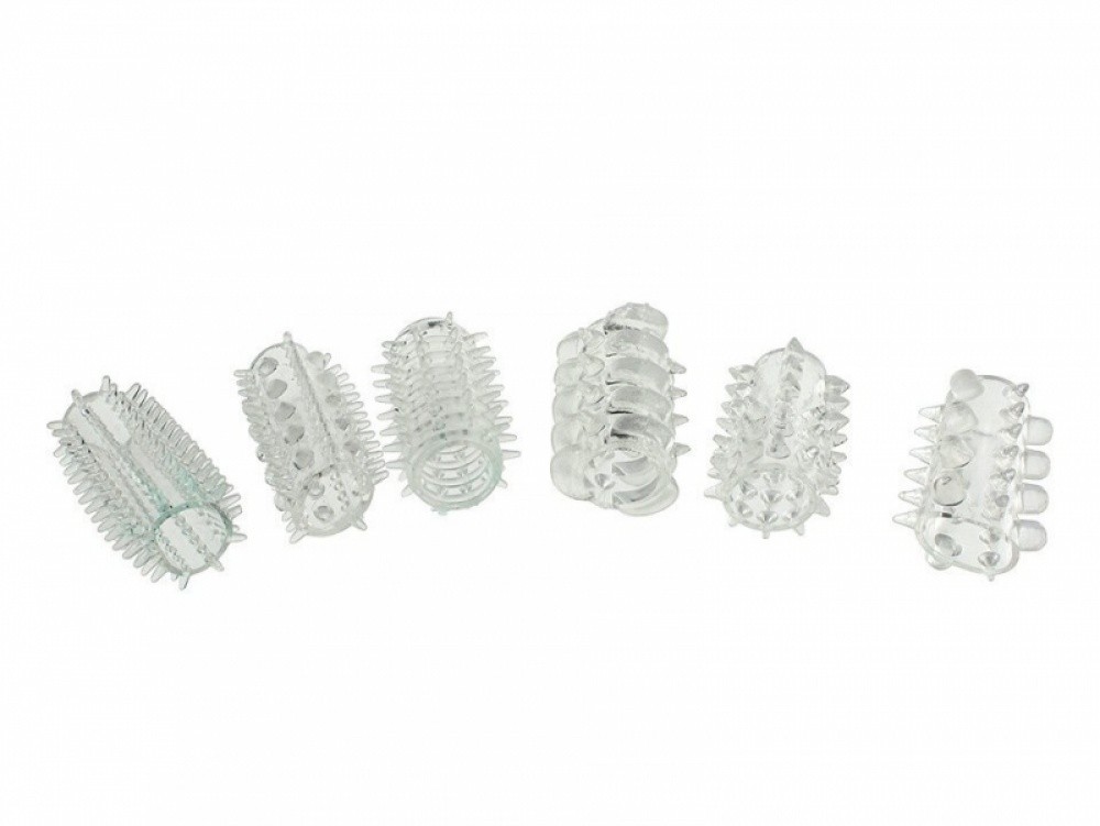 6 anneaux pénis extensibles-Power Penis Sleeve transparent