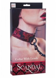 Collier soumise et laisse Scandal Collar with Leash noir et rouge boite