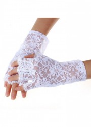 Mitaines courte en dentelle blanche