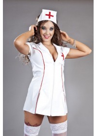 Uniforme tenue Infirmière Vinyls blanc  et rouge
