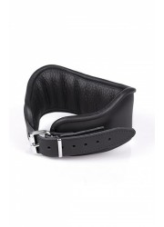 Collier esclave  de contrainte Big & luxe cuir noir - largeur 8 cm